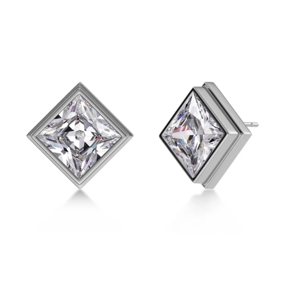 Örhängen i polerat rostfritt stål med cubic zirconia