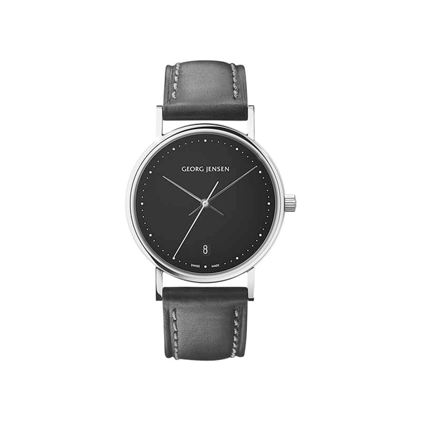Koppel 32 mm - Kvarts - Svart Urtavla/Svart Läderarmband - Georg Jensen klockor - Snabb frakt & paketinslagning - Nordicspectra.se