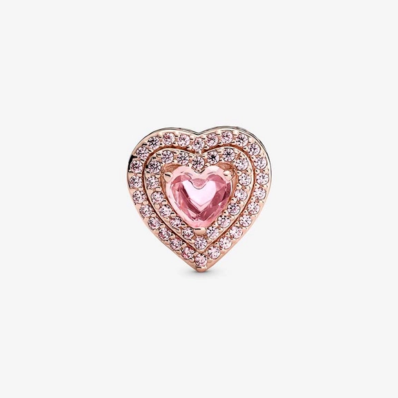 Sparkling Levelled Heart Berlock Rosé - PANDORA - Snabb frakt & paketinslagning - Nordicspectra.se