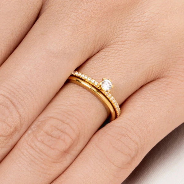 High On Love & Stars Ring 0.19 ct Gold
