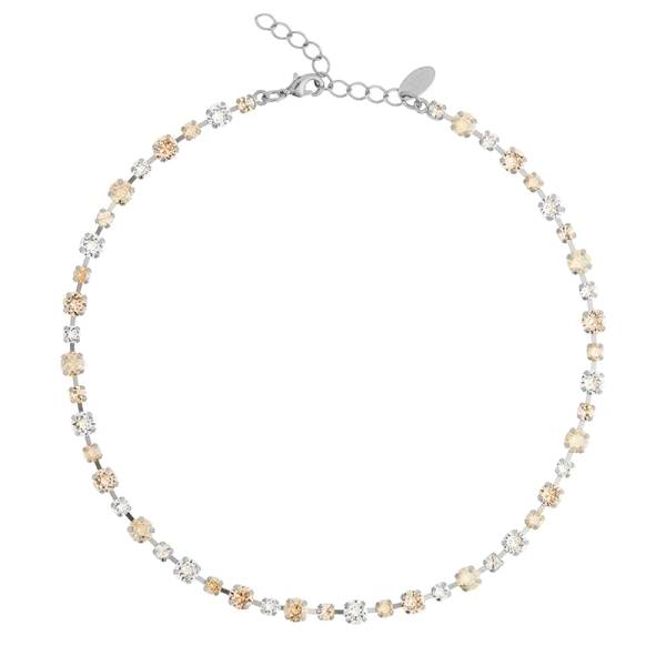 Calanthe Necklace Rhodium Golden Combo med Swarovski-kristaller i fräscha färger