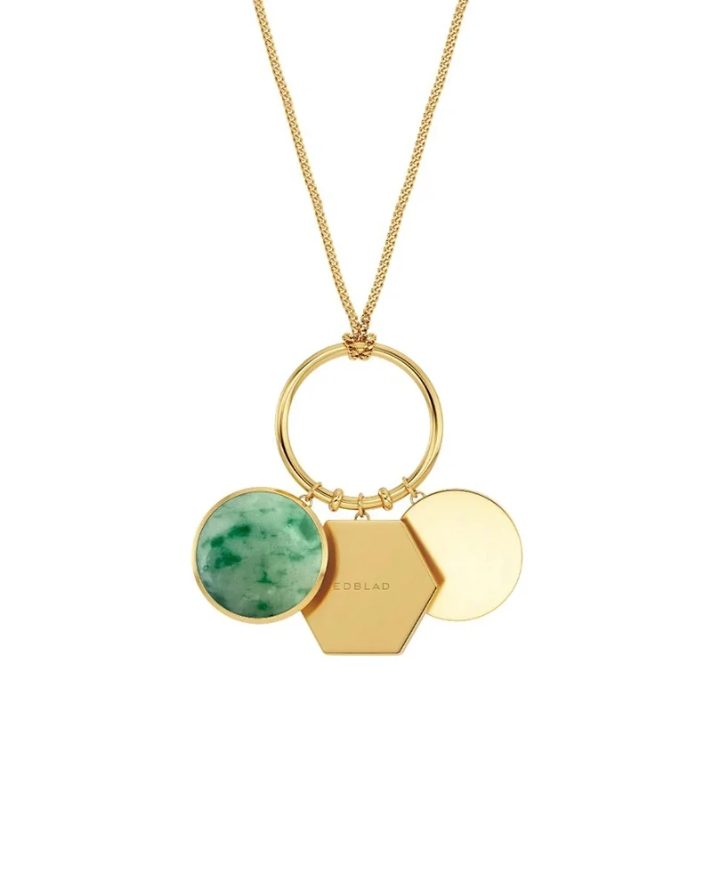 Insignia Necklace i 14K guldpläterat stål med malakitstenar