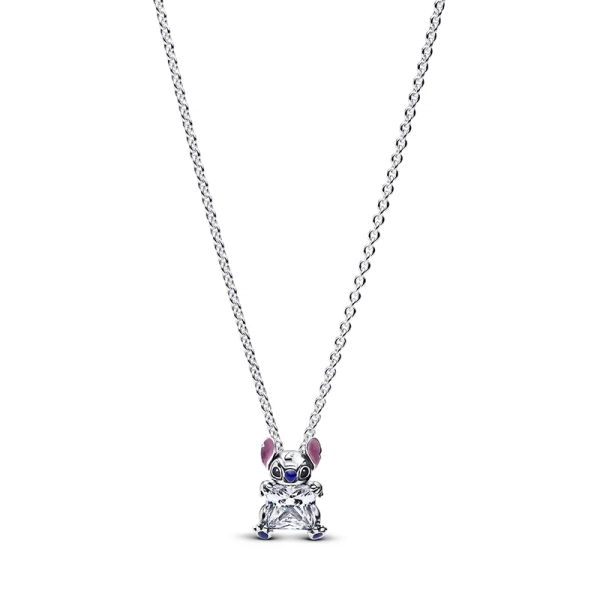 Disney Stitch halsband i sterlingsilver med färgglad design och kubisk zirkonia.