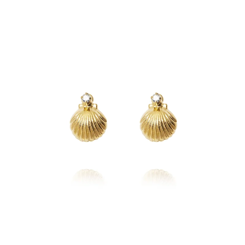 Caroline Svedbom - Petite Shell Earrings Gold Crystal