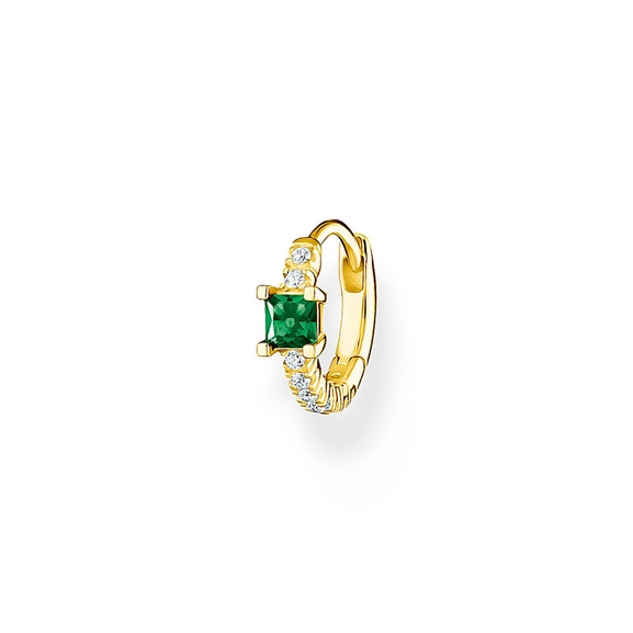 Single Hoop Earring Green Stone With White Stones Gold - Thomas Sabo - Suuri valikoima & ilmainen lahjapaketointi - Nordicspectra.fi