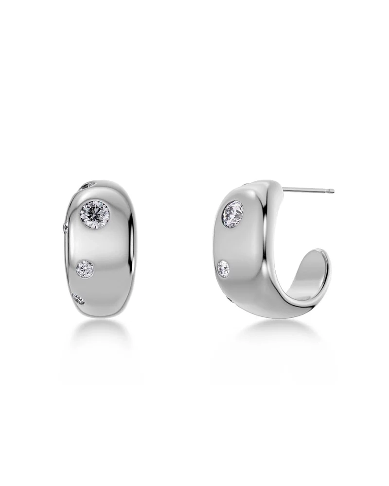 Edblad Selena Hoops S Steel örhängen i stål med cubic zirconia