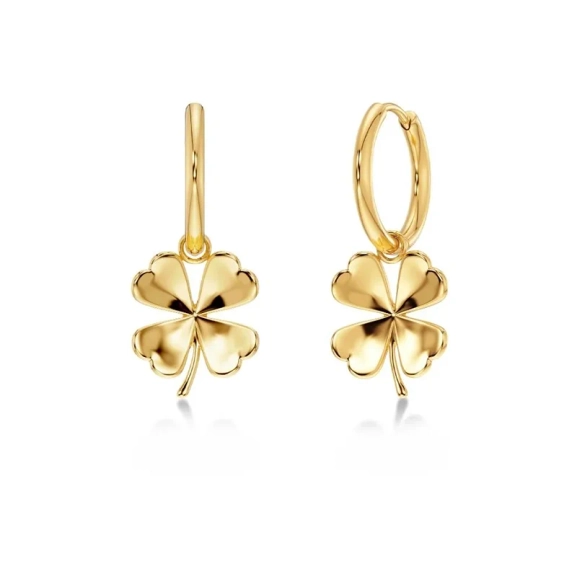 Örhängen i form av stiliserade fyrklöver med 14K guldplätering