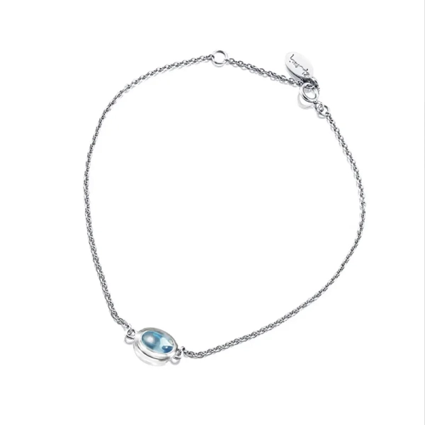 Love Bead Bracelet - Topaz i silver med blå topas