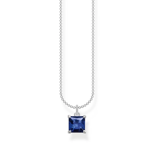 Halsband med Kvadratisk Blå Sten - Thomas Sabo berlock - Snabb frakt & paketinslagning - Nordicspectra.se