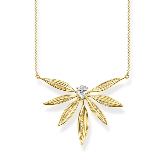 Stort Halsband Glittrande Blad Guld - Thomas Sabo halsband - Snabb frakt & paketinslagning - Nordicspectra.se