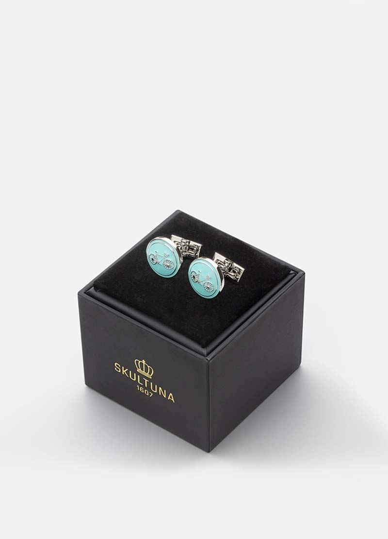 Manschettknappar Themocracy Silver Ljusblå - Skultuna - Snabb frakt & paketinslagning - Nordicspectra.se