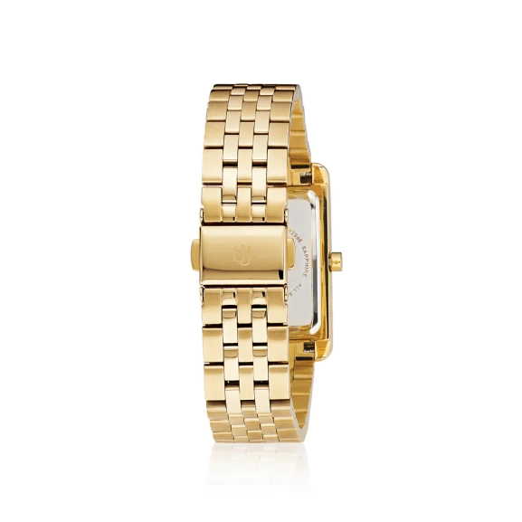 elegant guldpläterad med cubic zirconia och safirglas