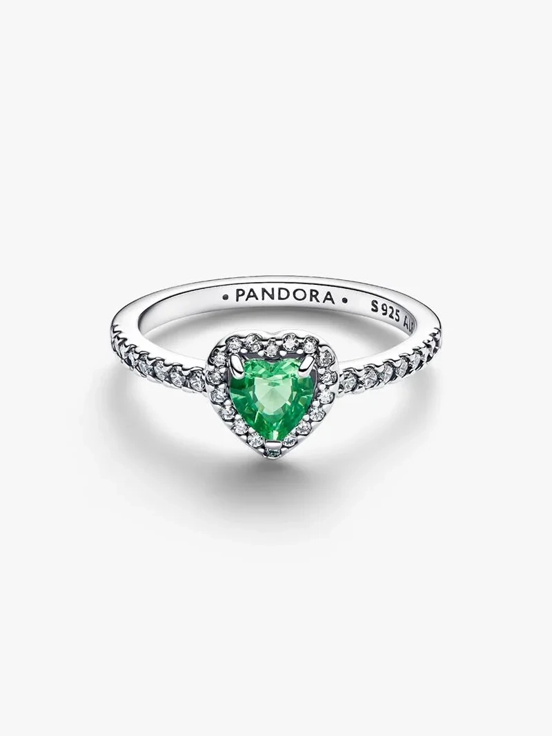 Upphöjda Hjärtan Mintgrön Ring från Pandora i silver med mintgrönt hjärta och gnistrande pavéinfattade stenar.