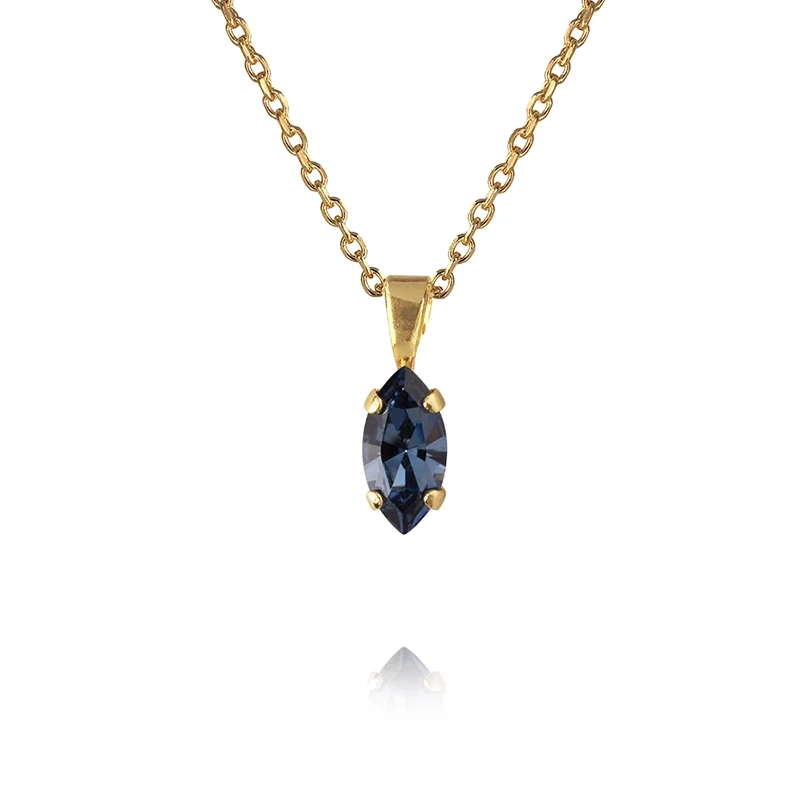 Caroline Svedbom - Petite Navette Necklace Gold Denim Blue