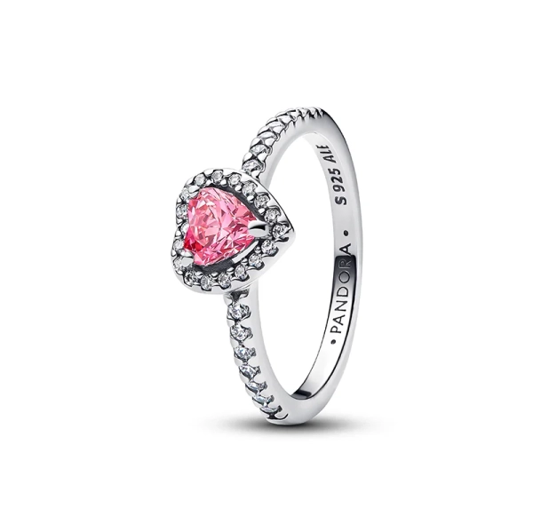 Hjärtformade örhängen med rosa stenar i sterlingsilver