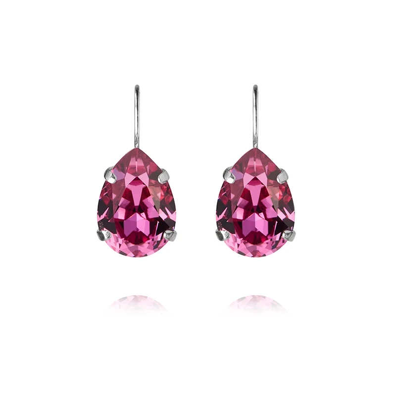 Caroline Svedbom - Mini Drop Clasp Earrings Rhodium Dark Rose