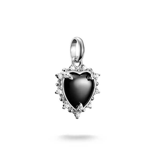CC Connect Vintage Svart Hjärta Berlock i silver med svart sten och cubic zirconia
