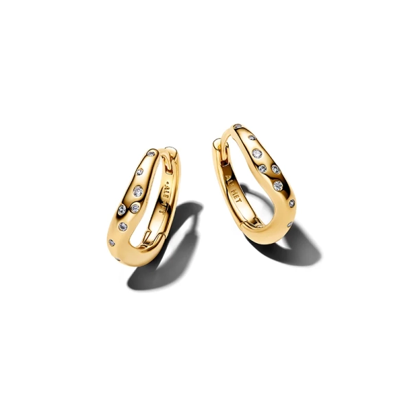 Organisch geformte Doppelcreolen aus Gold von Pandora