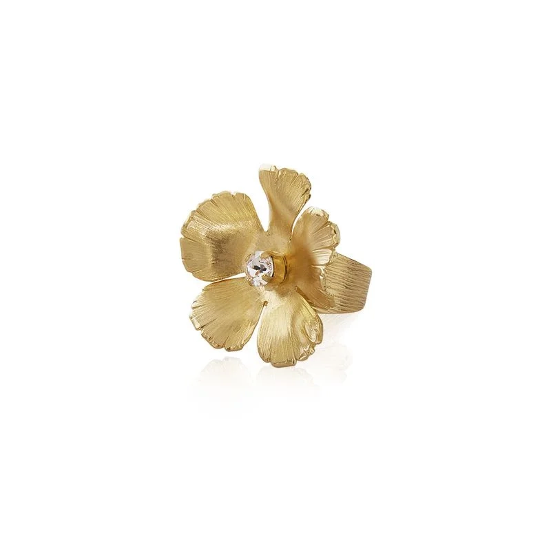 Caroline Svedbom - Anemone Ring Gold Crystal