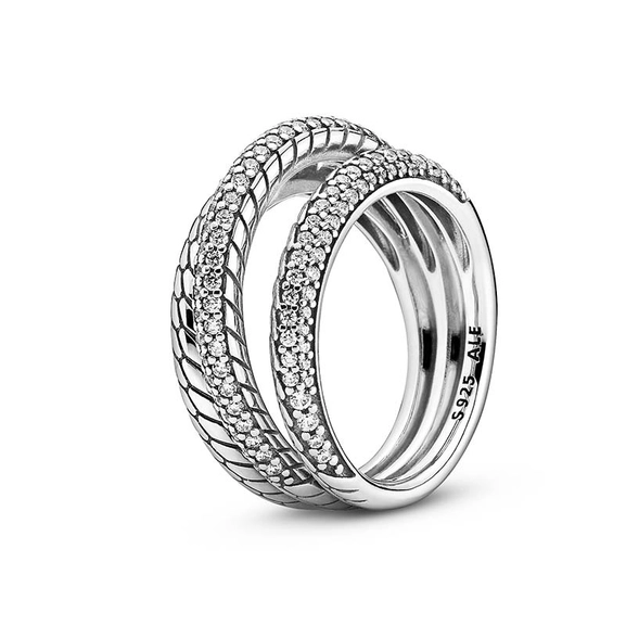 Schlangengliedermuster dreifacher Pavé-Ring von PANDORA, Schneller Versand - Nordicspectra.de