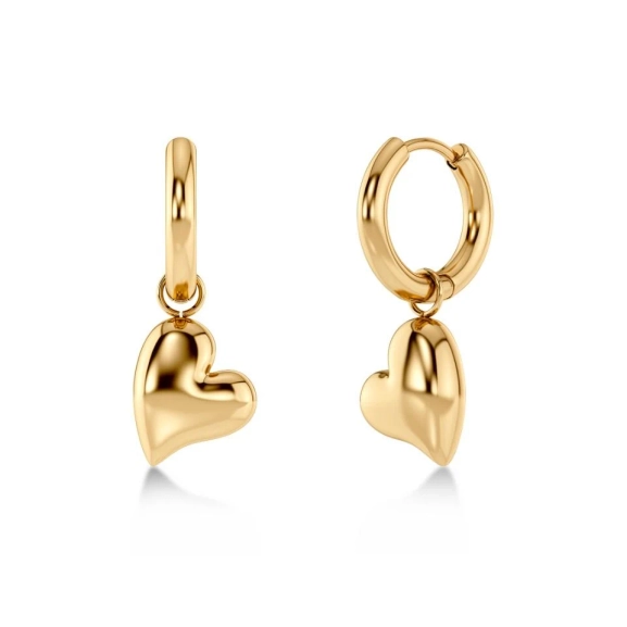 Hoops i 14K guldplätering med avtagbar hjärtcharm från Edblad