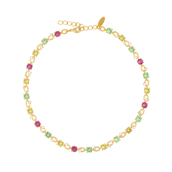 Halsband Fay i guld med höstblomsterdesign