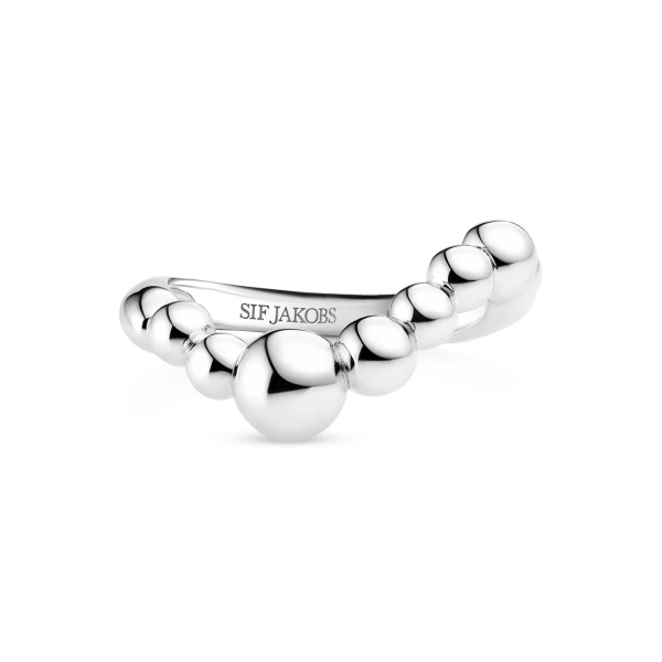 Bormio Wave Ring i silver med böljande form och sammanlänkade kulor