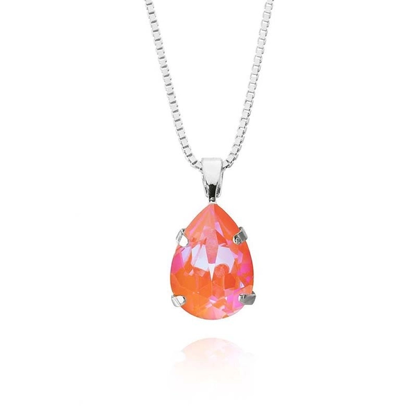 Mini Drop Necklace Rhodium Orange Glow Delite - Caroline Svedbom - Snabb frakt & paketinslagning - Nordicspectra.se