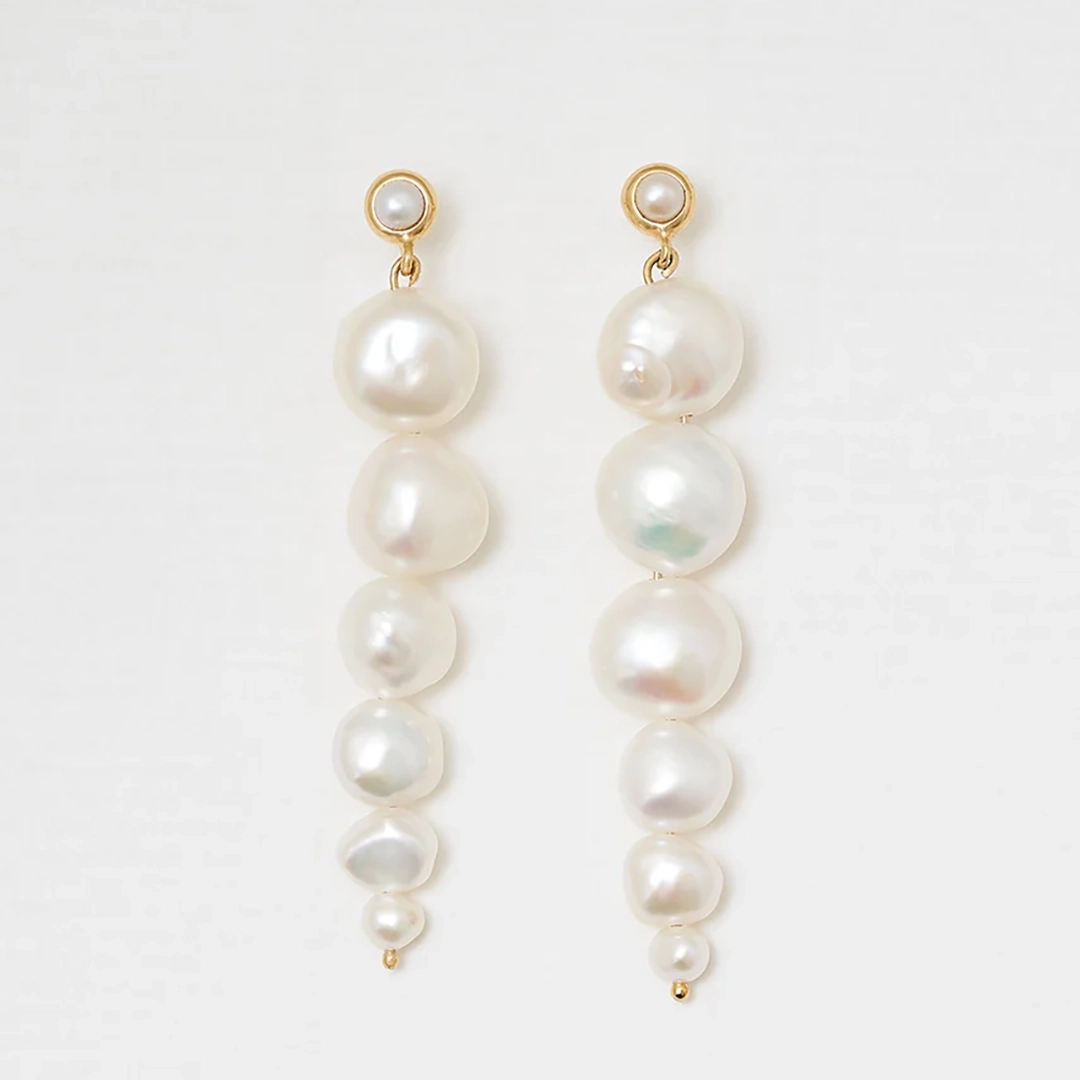 Blue Billie - Drop Pearl Earrings Gold