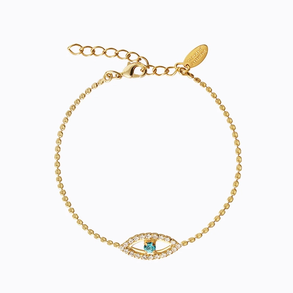 Greek Eye Ankel Chain Gold Crystal / Aquamarine - Caroline Svedbom - Snabb leverans - Nordic Spectra