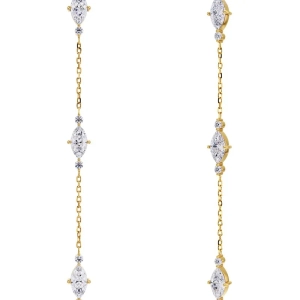 Trinny Earrings i 14K guldplätering med tre grupper av gnistrande cubic zirconia-stenar på en ankarkedja