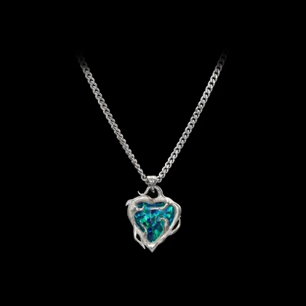 Secret Garden Necklace i silver med syntetisk opal