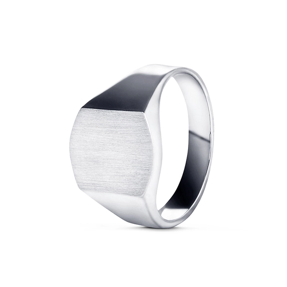 Ola Signet Ring 18K White Gold Matte von Nordic Spectra, Schneller Versand - Nordicspectra.de