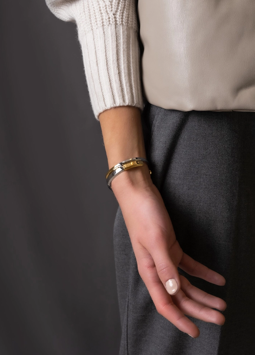 Icon Cuff Thin Two Tone - Gold & Steel - Skultuna - Snabb frakt & paketinslagning - Nordicspectra.se