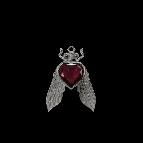 Fly Ear Stud i silver med granatsten