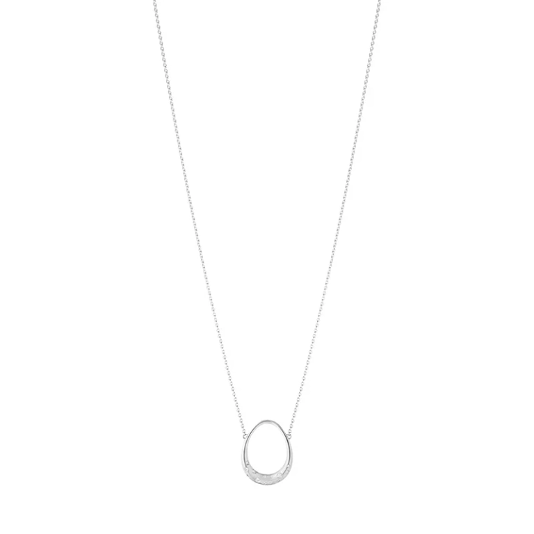 Offspring Hängsmycke Litet i silver med två sammanlänkade former och briljantslipade diamanter från Georg Jensen.