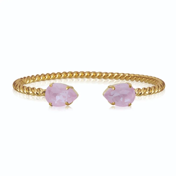 Guldpläterat armband med två droppformade rosa kristaller