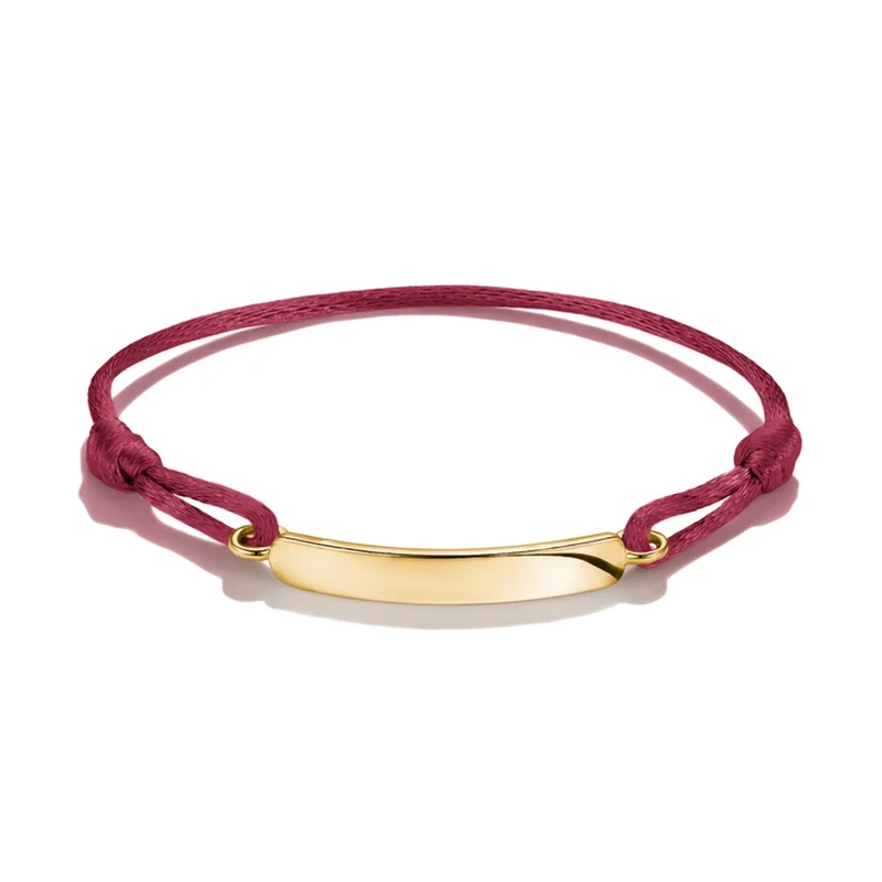Thomas Sabo - Graverbart Mörkrött Textilarmband Guld