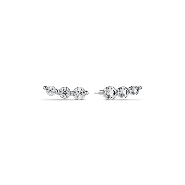Tiara Piccolo Earrings i 14K vitguld med tre gnistrande syntetiska diamanter