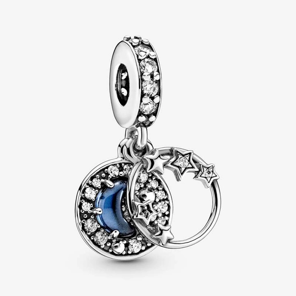 Blauer Nachthimmel Halbmond & Sterne Charm-Anhänger von PANDORA, Schneller Versand - Nordicspectra.de