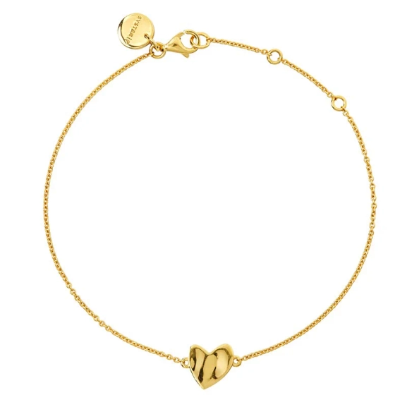 Friends Herzarmband Gold – Armband aus 18-karätig vergoldetem Silber mit einem handgefertigten Herz