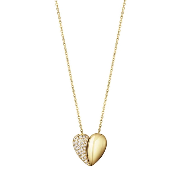 Curve Heart Pendant Guld med 0.17 ct Diamanter - Georg Jensen halsband - Snabb frakt & paketinslagning - Nordicspectra.se