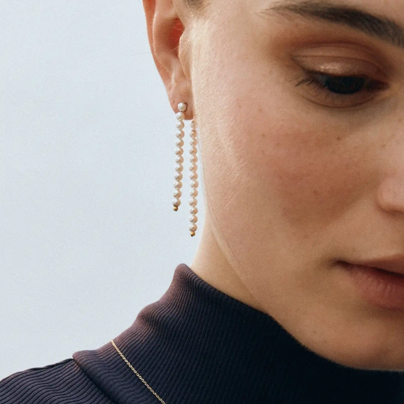 Pearly Earrings Front Back Gold - Edblad - Snabba leveranser - Gratis paketinslagning
