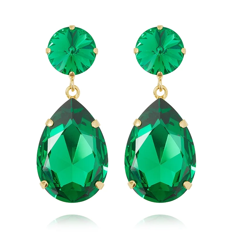 Caroline Svedbom - Perfect Drop Earrings Gold Majestic Green