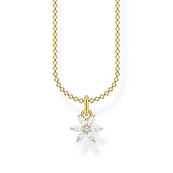 Halsband Blomma med Vita Stenar Guld - Thomas Sabo halsband - Snabb frakt & paketinslagning - Nordicspectra.se