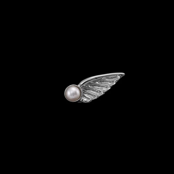 Wing Ear Stud i silver med sötvattenpärla