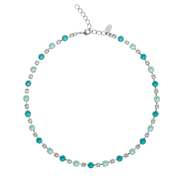 Calanthe Necklace Rhodium Laguna Combo med justerbar längd 42-47 cm
