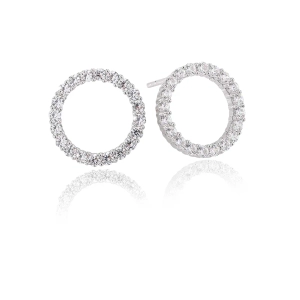 Biella Uno Medio Örhängen i silver med gnistrande Cubic Zirconia-stenar från Sif Jakobs Biella-kollektion.