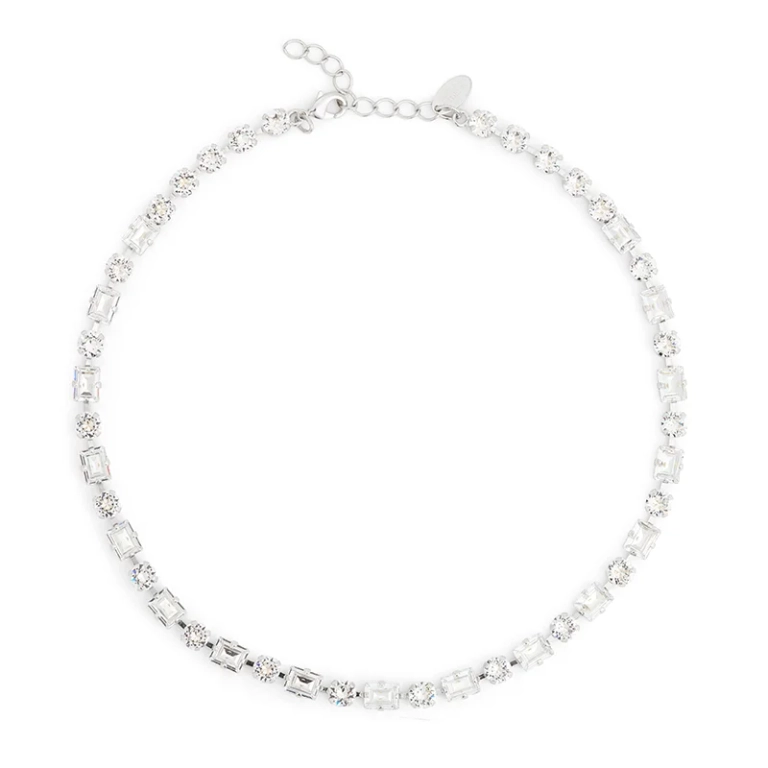 Diora Statement Necklace i rhodiumpläterad mässing med gnistrande Swarovski-kristaller