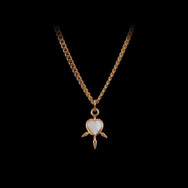 Three of Swords Necklace Small Mother of Pearl Gold